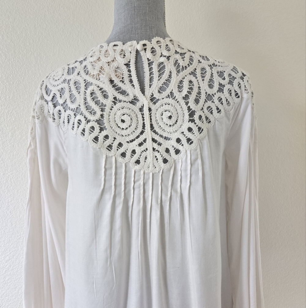 Johnny Was Cielito Modal Blouse Crochette‎ Detsils Biege Ivory Color Size Small - Picture 11 of 16